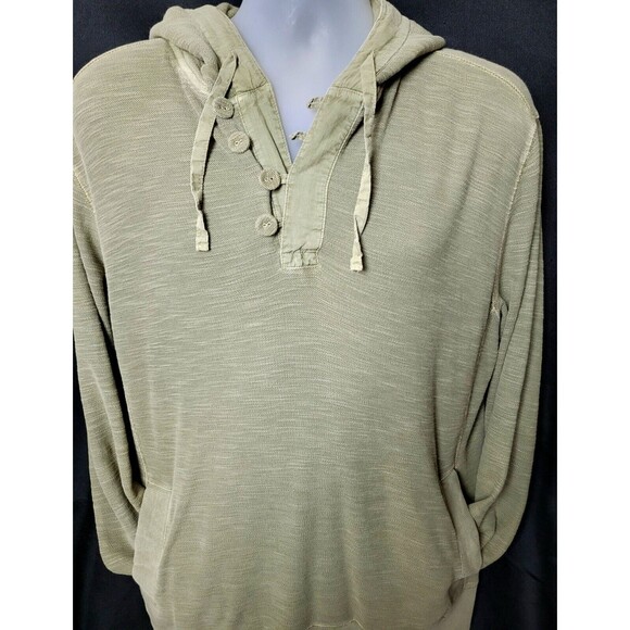 Fossil Y2K Mens Knit Hoodie Henley w Pockets Surfer Boarder Green Size L HTF VGC - Picture 15 of 16